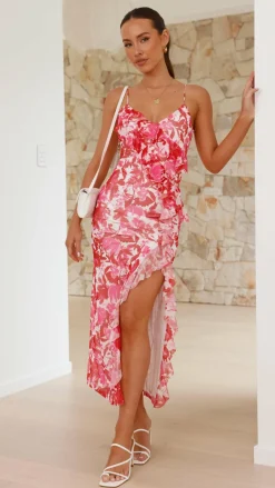 Sweet Acacia Sale Dresses^Debbie Midi Dress - Pink/Red Floral