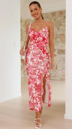 Sweet Acacia Sale Dresses^Debbie Midi Dress - Pink/Red Floral