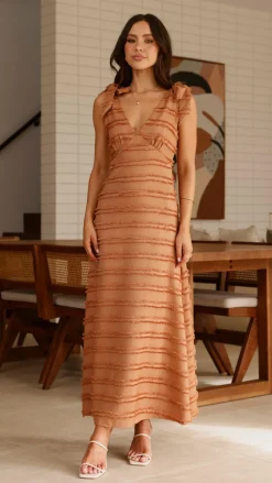 LILYWHYT Sale Dresses^Dela Maxi Dress - Chocolate