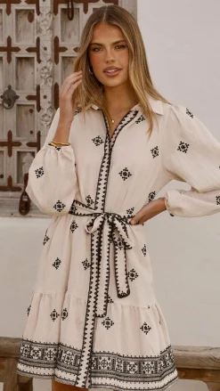 Shareen Dresses|Mini^Delainey Mini Dress - Beige/Black