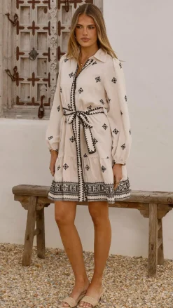 Shareen Dresses|Mini^Delainey Mini Dress - Beige/Black