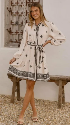 Shareen Dresses|Mini^Delainey Mini Dress - Beige/Black