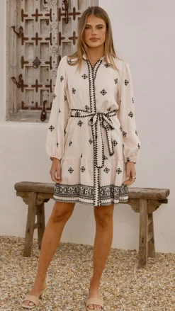 Shareen Dresses|Mini^Delainey Mini Dress - Beige/Black