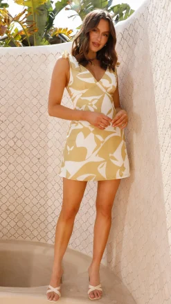 LILYWHYT Sale Dresses^Delilah Mini Dress - Mustard Print