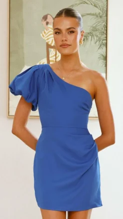 LILYWHYT Sale Dresses^Delphi One Shoulder Mini Dress - Cobalt Blue