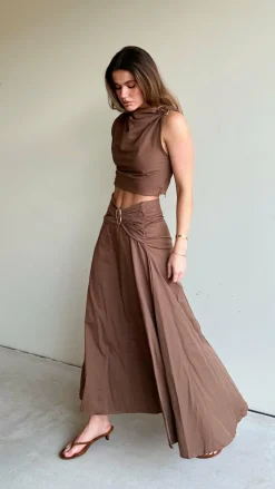 Fashion Allied Sets|Bottoms^Delphine Maxi Skirt - Chocolate