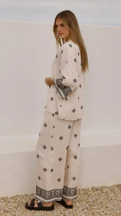 Shareen Sets|Tops^Deni Button Up Shirt - Beige/Black