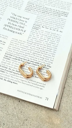 Adorne Earrings^Double Curved Front Stud Earrings - Gold