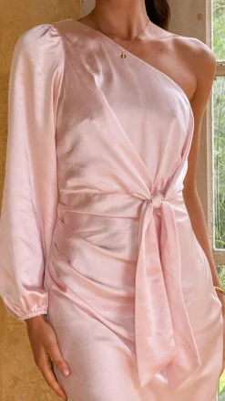 LILYWHYT Mon Cheri|Dresses^Eden One Shoulder Tie Front Maxi Dress - Pink