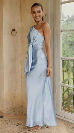 LILYWHYT Mon Cheri|Dresses^Eden One Shoulder Tie Front Maxi Dress - Blue