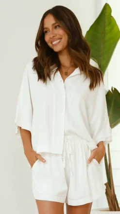 Alive Girl Sets|Tops^Edita Button Up Top - White