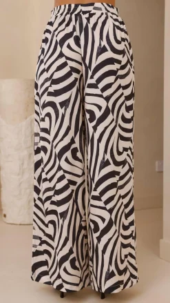 Desire Bottoms|Sets^Eisley Pants - Black / Beige Geo Print
