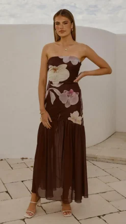 SASHA (BNE) Dresses|Maxi^Elle Maxi Dress - Brown Floral