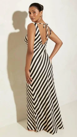BISK THE LABEL Sale Dresses|Casual^Ellery Maxi Dress - Black/Beige Stripe