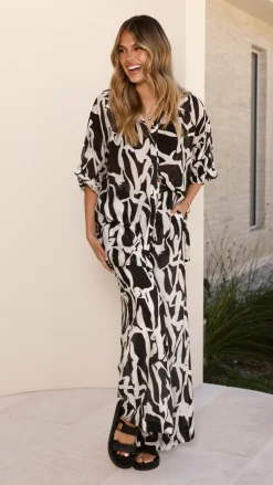 Burans Sets|Tops^Ellis Button Up Shirt - Black/White