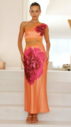 SASHA (BNE) Sale Dresses^Emily One Shoulder Maxi Dress - Orange / Pink