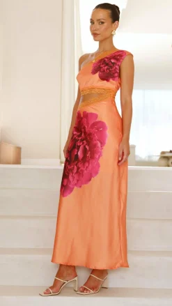 SASHA (BNE) Sale Dresses^Emily One Shoulder Maxi Dress - Orange / Pink