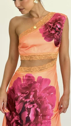 SASHA (BNE) Sale Dresses^Emily One Shoulder Maxi Dress - Orange / Pink