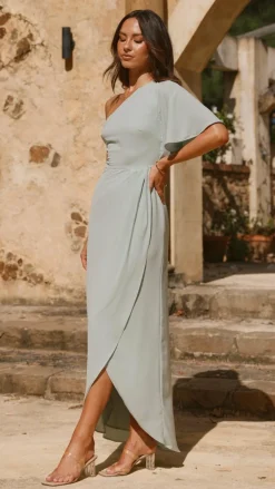 LILYWHYT Mi Amore|Dresses^Emma One Sleeve Maxi Dress - Sage