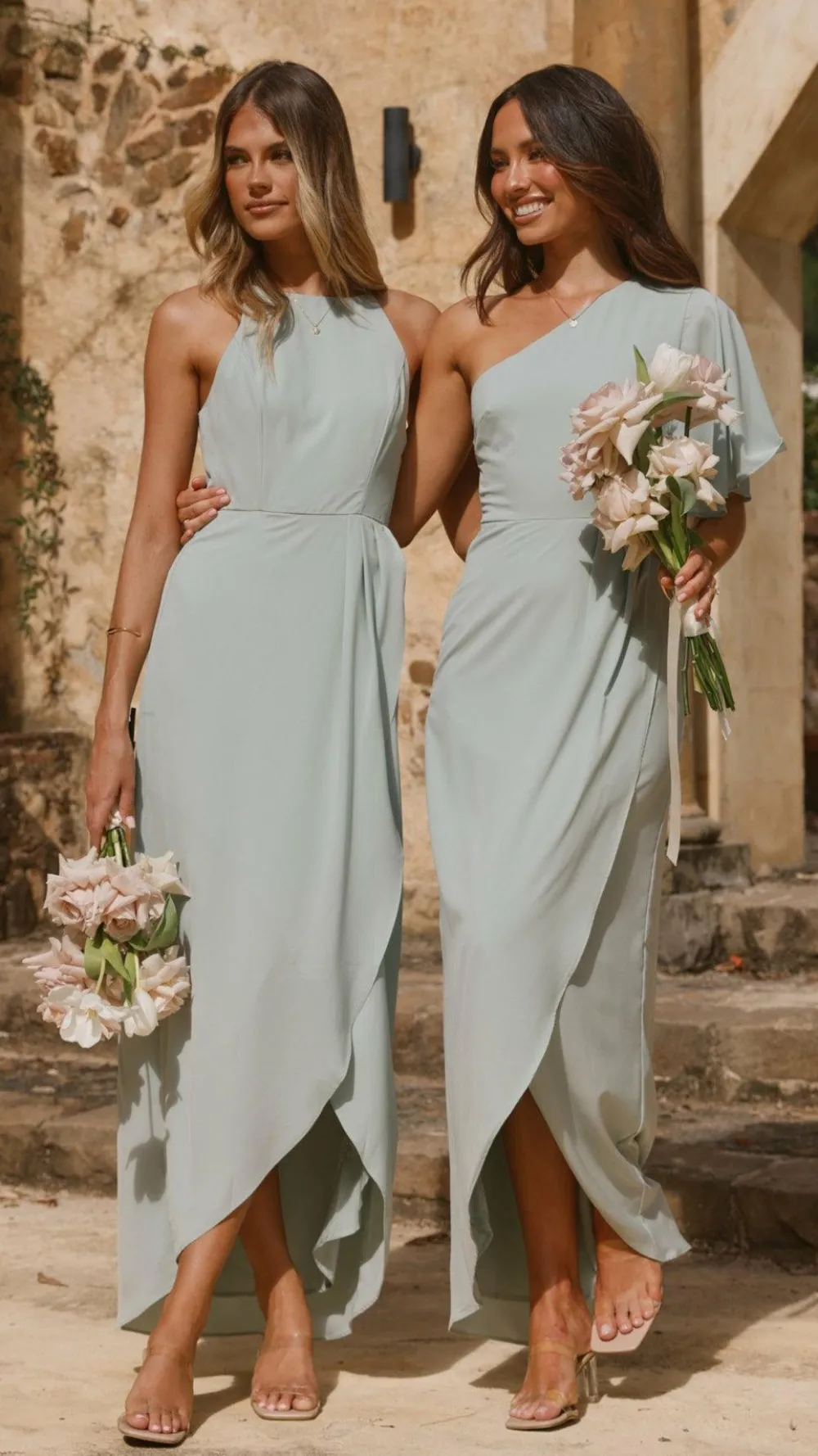 LILYWHYT Mi Amore|Dresses^Emma One Sleeve Maxi Dress - Sage