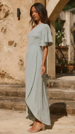LILYWHYT Mi Amore|Dresses^Emma One Sleeve Maxi Dress - Sage