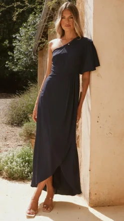 LILYWHYT Mi Amore|Dresses^Emma One Sleeve Maxi Dress - Navy