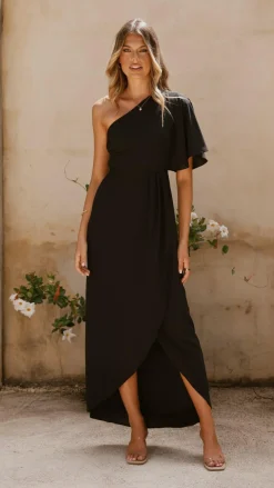 LILYWHYT Mi Amore|Dresses^Emma One Sleeve Maxi Dress - Black
