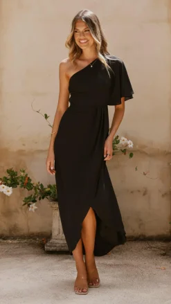 LILYWHYT Mi Amore|Dresses^Emma One Sleeve Maxi Dress - Black