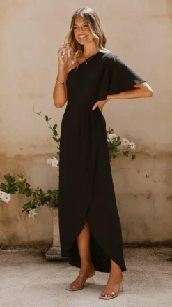 LILYWHYT Mi Amore|Dresses^Emma One Sleeve Maxi Dress - Black