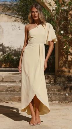 LILYWHYT Mi Amore|Dresses^Emma One Sleeve Maxi Dress - Yellow