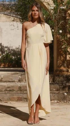 LILYWHYT Mi Amore|Dresses^Emma One Sleeve Maxi Dress - Yellow