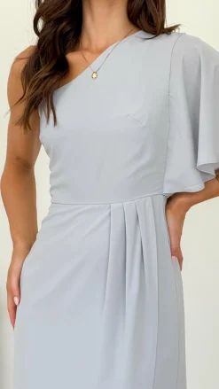 LILYWHYT Sale Evening|Sale Dresses^Emma One Sleeve Maxi Dress - Silver