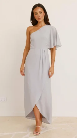 LILYWHYT Sale Evening|Sale Dresses^Emma One Sleeve Maxi Dress - Silver