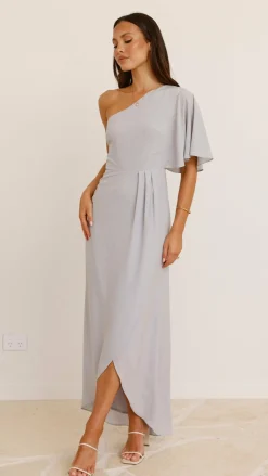 LILYWHYT Sale Evening|Sale Dresses^Emma One Sleeve Maxi Dress - Silver