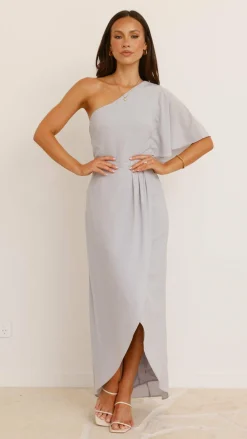LILYWHYT Sale Evening|Sale Dresses^Emma One Sleeve Maxi Dress - Silver