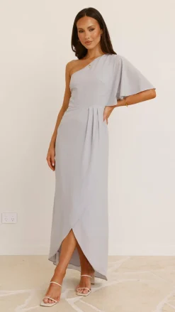 LILYWHYT Sale Evening|Sale Dresses^Emma One Sleeve Maxi Dress - Silver