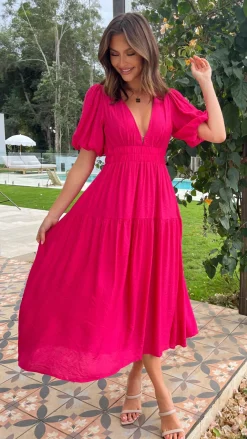 LILYWHYT Sale Dresses^Erin Midi Dress - Magenta