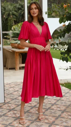 LILYWHYT Sale Dresses^Erin Midi Dress - Magenta