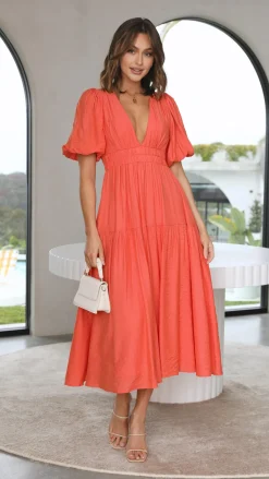 LILYWHYT Sale Dresses^Erin Midi Dress - Melon