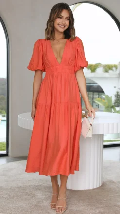 LILYWHYT Sale Dresses^Erin Midi Dress - Melon