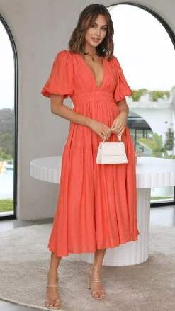 LILYWHYT Sale Dresses^Erin Midi Dress - Melon
