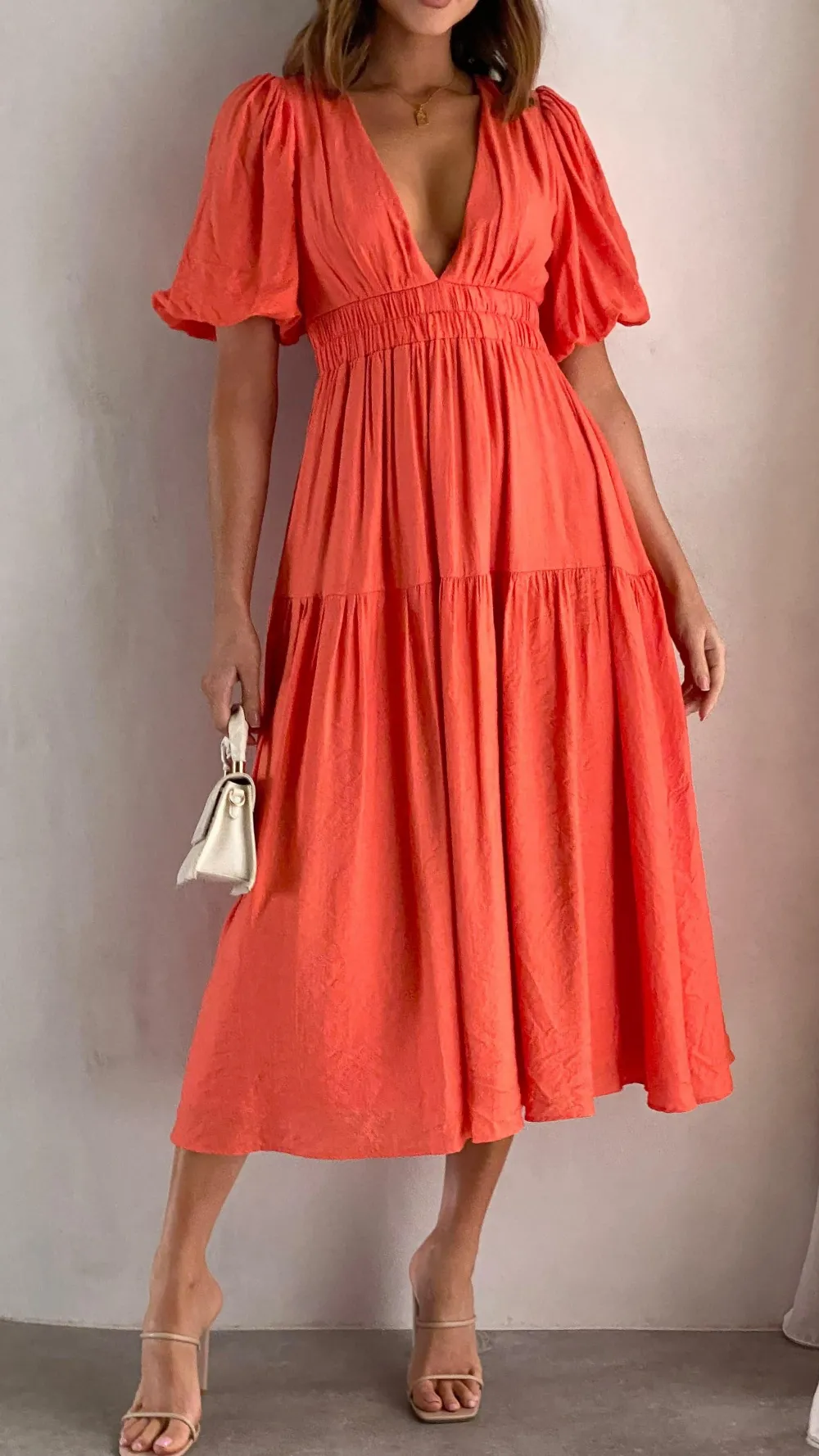LILYWHYT Sale Dresses^Erin Midi Dress - Melon