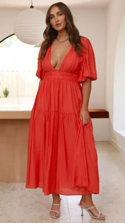 LILYWHYT Sale Dresses^Erin Midi Dress - Melon