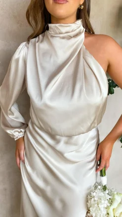 Alive Girl Sale Evening|Sale Dresses^Esther One Shoulder Long Sleeve Dress - Champagne