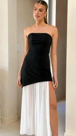 SASHA (BNE) Dresses|Maxi^Fenella Asymmetrical Maxi Dress - Black / White