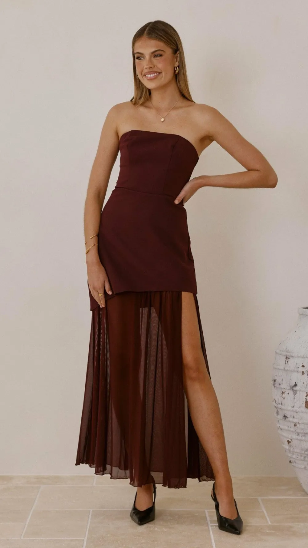 SASHA (BNE) Dresses|Maxi^Fenella Asymmetrical Maxi Dress - Plum