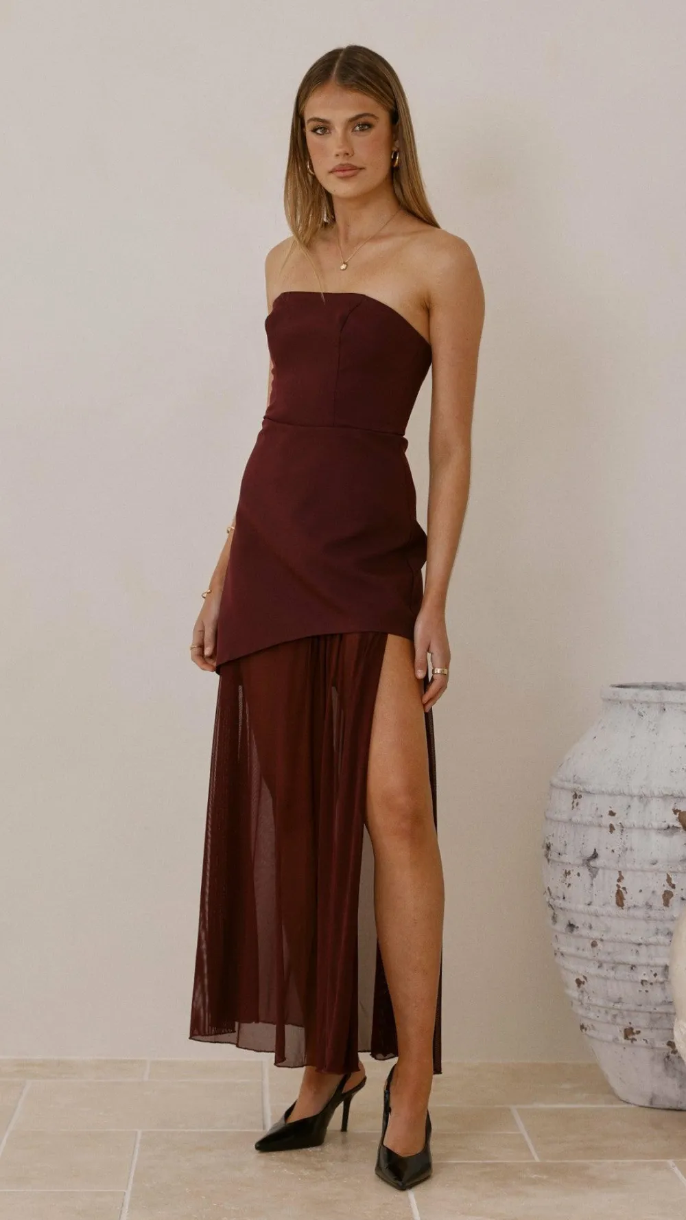 SASHA (BNE) Dresses|Maxi^Fenella Asymmetrical Maxi Dress - Plum