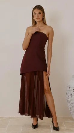 SASHA (BNE) Dresses|Maxi^Fenella Asymmetrical Maxi Dress - Plum