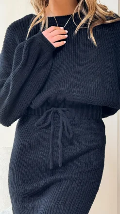 LILYWHYT Knit Dresses|Knitwear^Feya Knit Mini Dress - Black