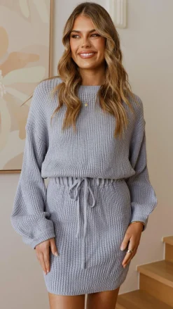 LILYWHYT Knit Dresses|Knitwear^Feya Knit Mini Dress - Blue